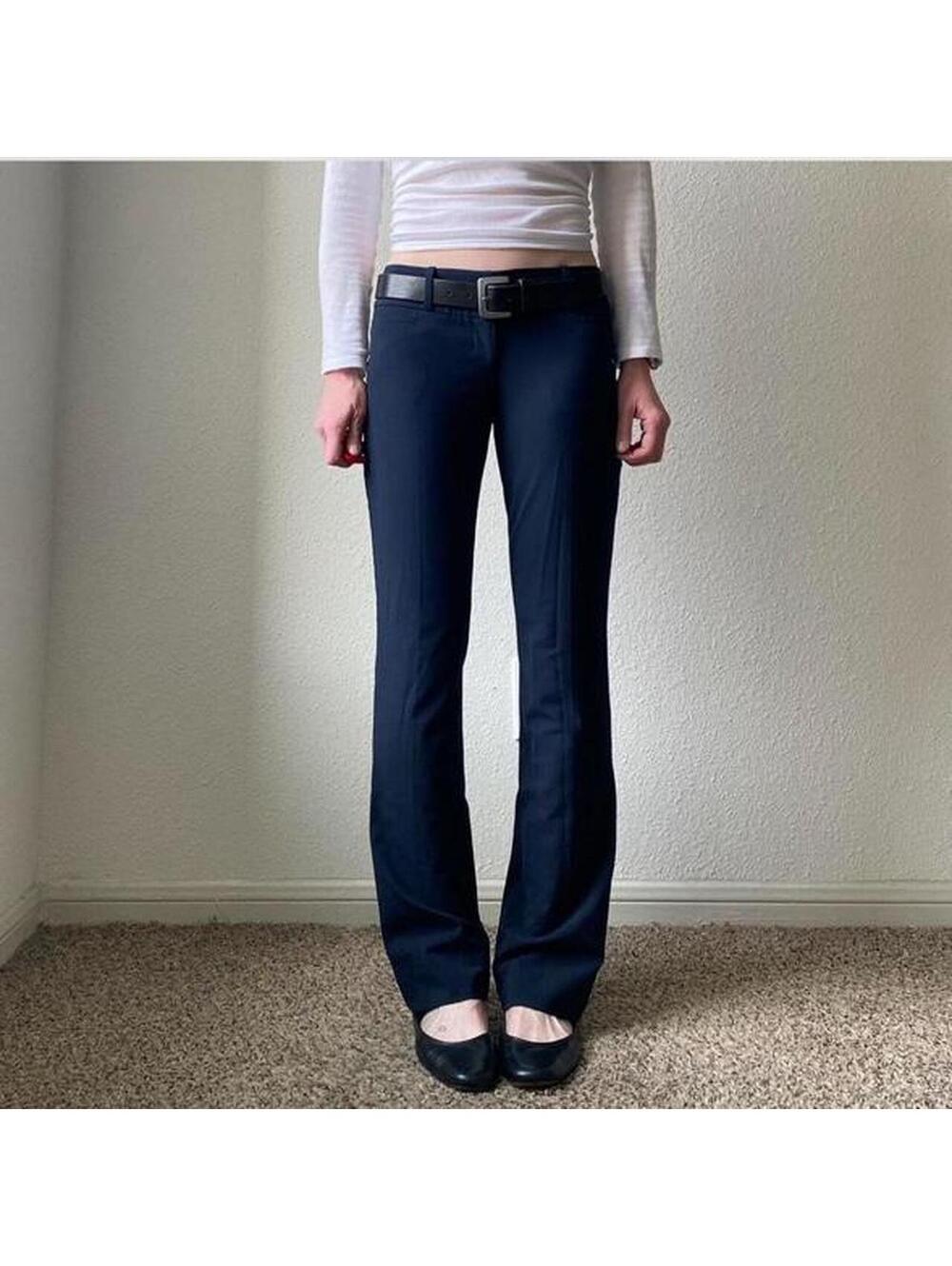 Vintage y2k low rise bootcut navy blue minimalist casual chino pants